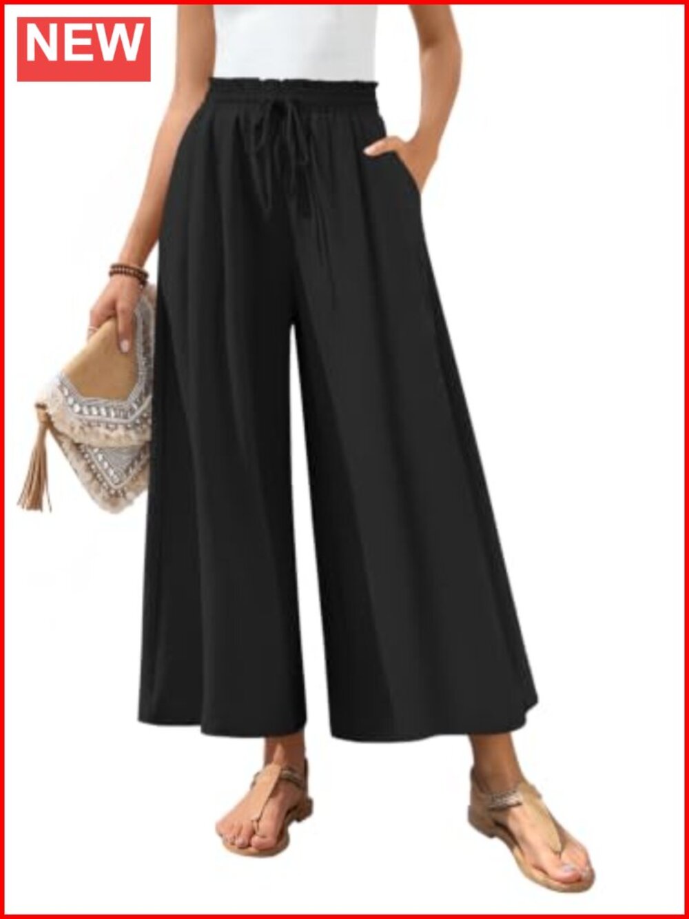 Women's Wide Leg Palazzo Pants Flowy Gauchos with Pockets